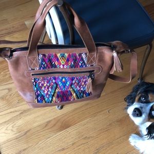 Tan leather huipil bag. Intrinsic flair.